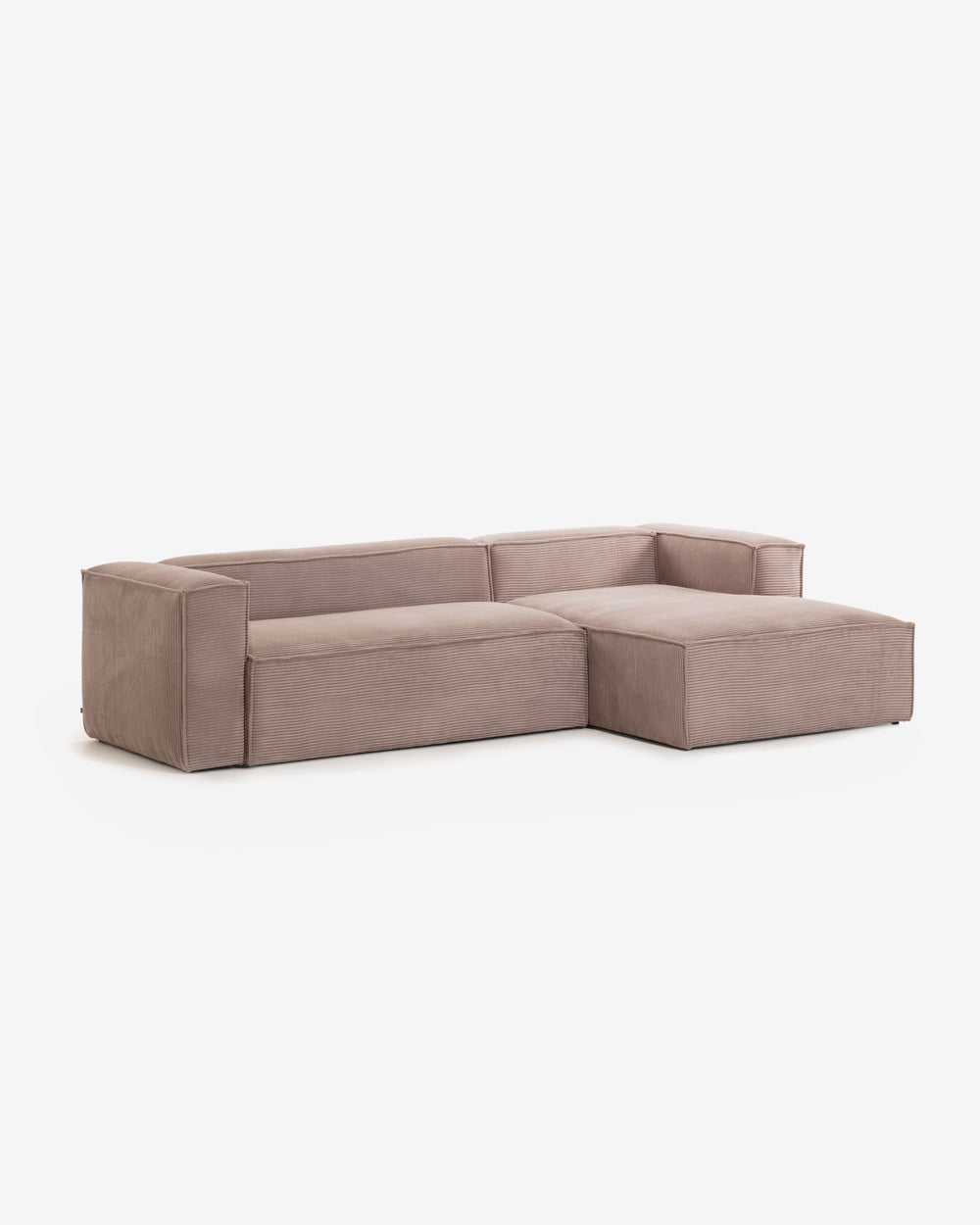 KORDSCHI - 3-Sitzer Sofa mit altrosa Kord und Chaiselongue