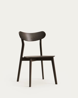 CELINE - Stuhl aus Eschenfurnier und massivem Kautschukholz dunkelbraun