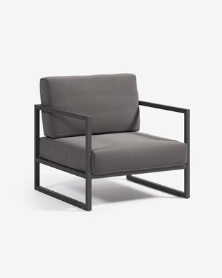 SUMMER - Sessel 100% outdoor dunkelgrau mit schwarzem Aluminium