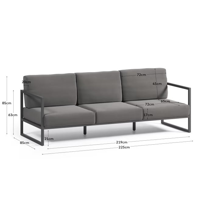 
                  
                    SUMMER - 3-Sitzer-Sofa 100% outdoor dunkelgrau und schwarzes Aluminium 225 cm
                  
                